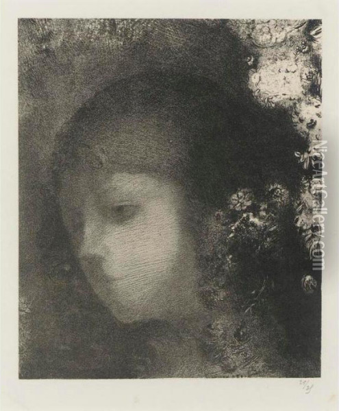 Tete D'enfant Avec Fleurs (m. 169) Oil Painting - Odilon Redon