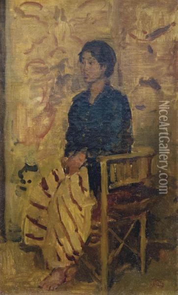 A Portrait Of A Seated Javanese Beauty Oil Painting - Isaac Israels