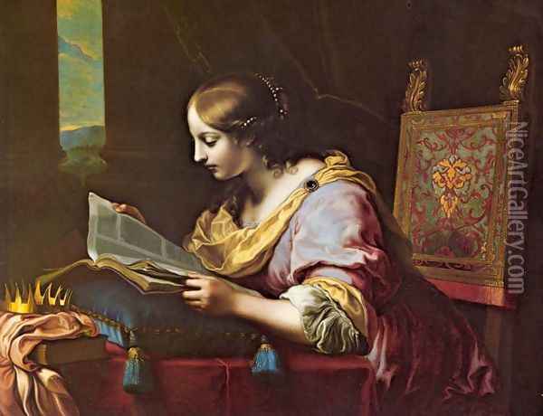 St Catherine Reading a Book Oil Painting - Carlo Dolci