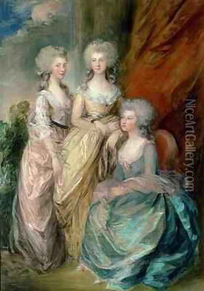 The three eldest daughters of George III Princesses Charlotte Augusta and Elizabeth Oil Painting - Thomas Gainsborough