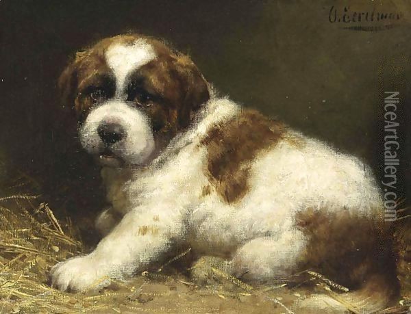 A Saint Bernard Puppy 2 Oil Painting - Otto Eerelman