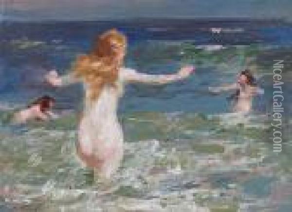 Playing In The Surf Oil Painting - Edward Henry Potthast