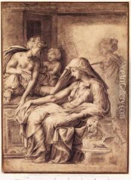 A Classical Oracle Oil Painting - Pirro Ligorio