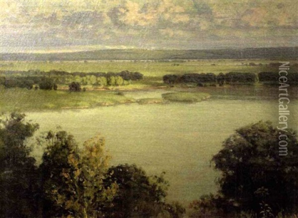 River Landscape From The Bluffs Oil Painting - Frederick Oakes Sylvester