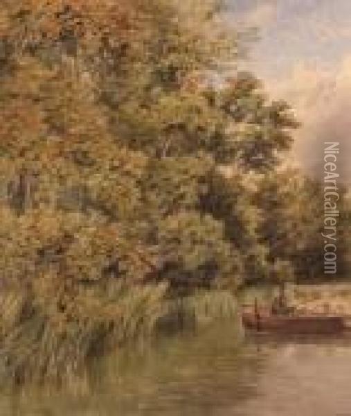 A Quiet Corner Filby Broad Oil Painting - Charles Harmony Harrison