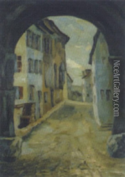 Tiroler Gassenmotiv Oil Painting - Heinrich Arnold