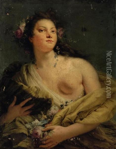 Portrait Of A Lady As Flora Oil Painting - Giovanni Battista Tiepolo