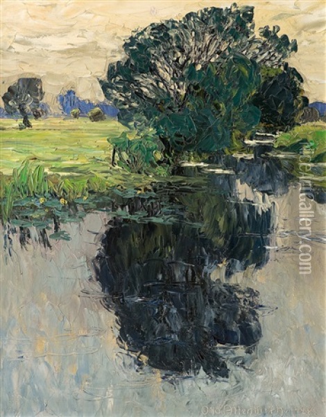 Weidenbusch - Kleine Elster Oil Painting - Otto Altenkirch