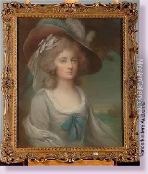 Portrait D'une Dame De Qualite Au Chapeau A Plumes Oil Painting - Adelaide Labille-Guyard