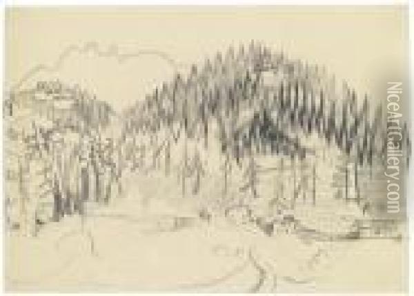 Davos Landscape Oil Painting - Ernst Ludwig Kirchner