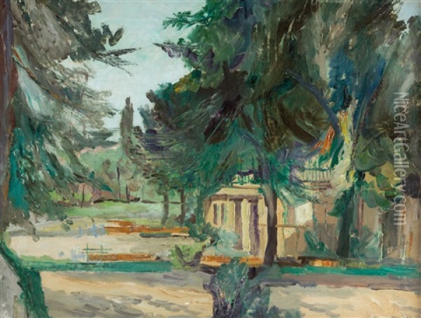 House In The Forest Oil Painting - Abraham Manievich