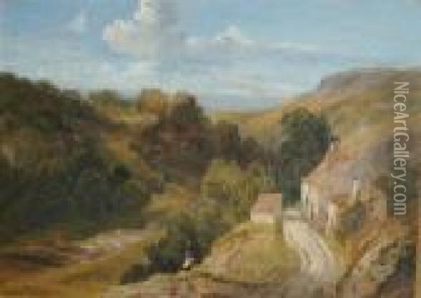Bracknell Cottage Oil Painting - Thomas Creswick