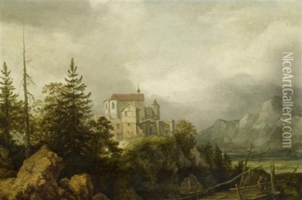 Berglandschaft Mit Burg Oil Painting - Allaert van Everdingen
