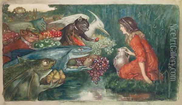 Goblin Harvest, c.1910 Oil Painting - Amelia M Bowerley or Bauerle