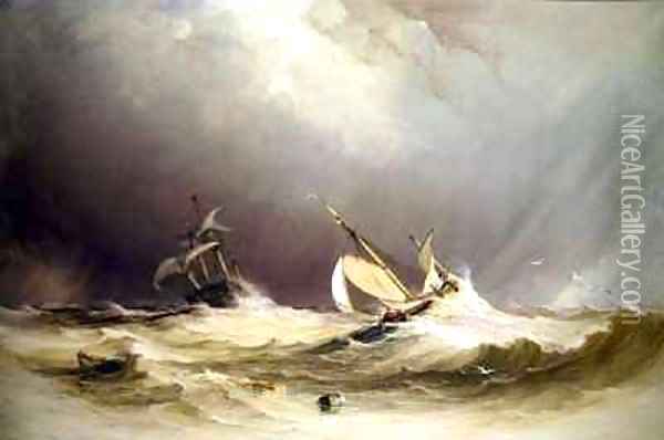 Shipping off Portsmouth Oil Painting - Anthony Vandyke Copley Fielding
