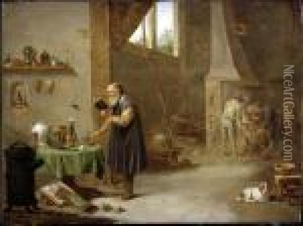 L'alchimiste Oil Painting - David Teniers De Jonge