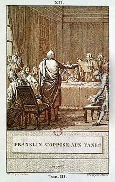 Benjamin Franklin Presenting his Opposition to the Taxes in 1766 Oil Painting - Le Jeune