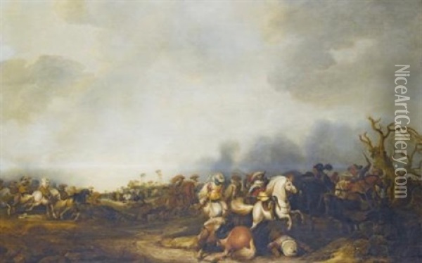 A Cavalry Battle Oil Painting - Jan de Martszen the Younger