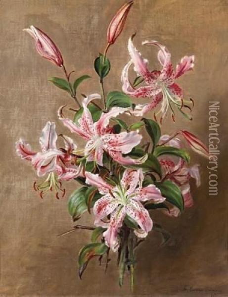 Tiger Lilies Oil Painting - Caroline Therese Friedrich