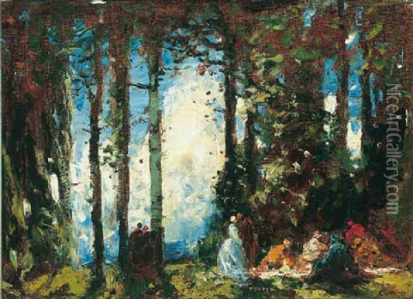 The Picnic Oil Painting - Thomas Edwin Mostyn