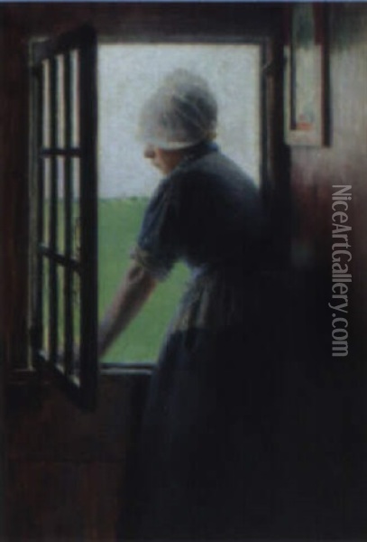 Hollandisches Madchen Am Fenster Oil Painting - Hans Larwin