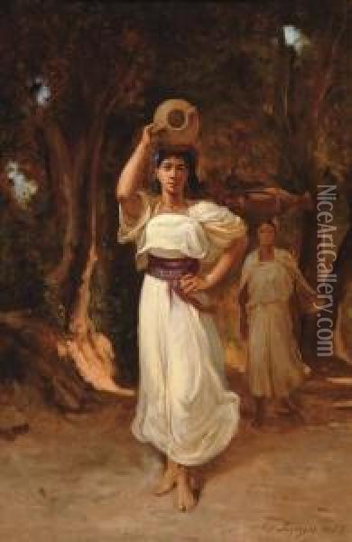 Femmes Kabyles Allant A La Source Oil Painting - Jean Raymond Hippolyte Lazerges