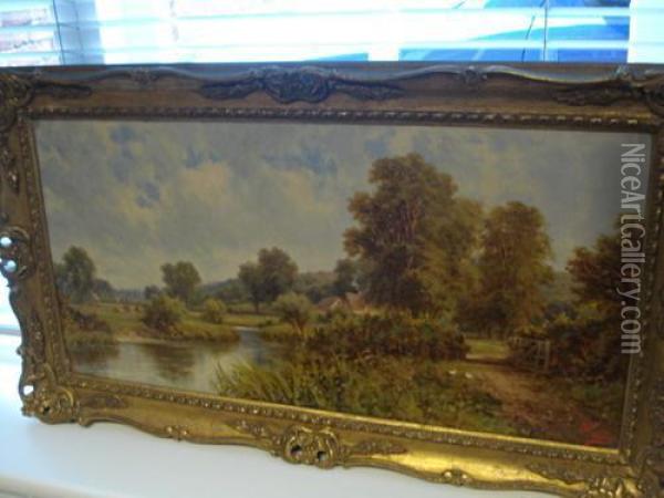 Rural River Scene Oil Painting - Henry Maidment