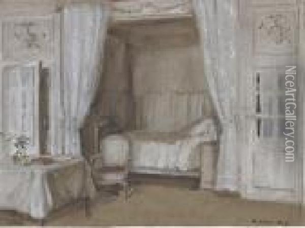 The Interior Of A Bedroom Oil Painting - Walter Gay