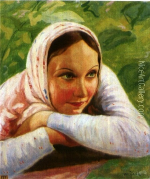 Femme Slave Accoudee Oil Painting - Ivan Thiele