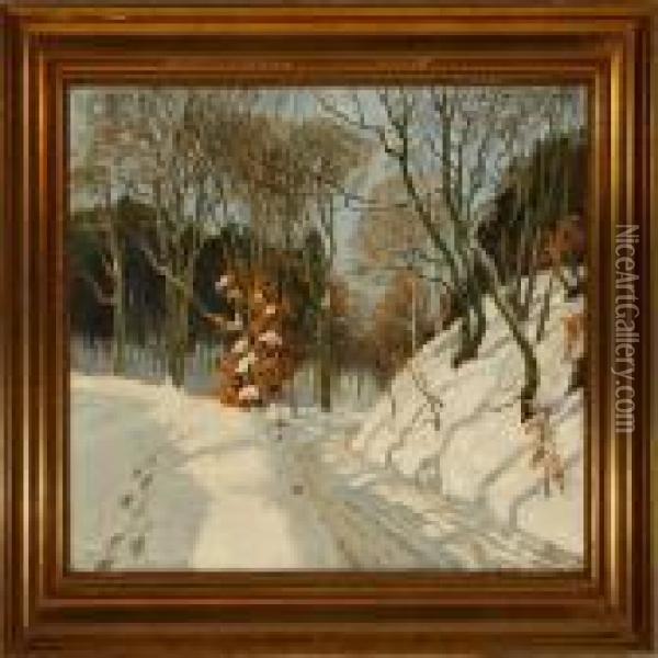 Winter Forest In Orholm Oil Painting - Olaf Viggo Peter Langer