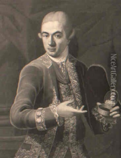 Portrait Of A Gentleman, Three-quarter Length Oil Painting - Giuseppe Bonito