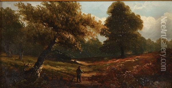 Hunter In Fall Landscape Oil Painting - James Howard Martin