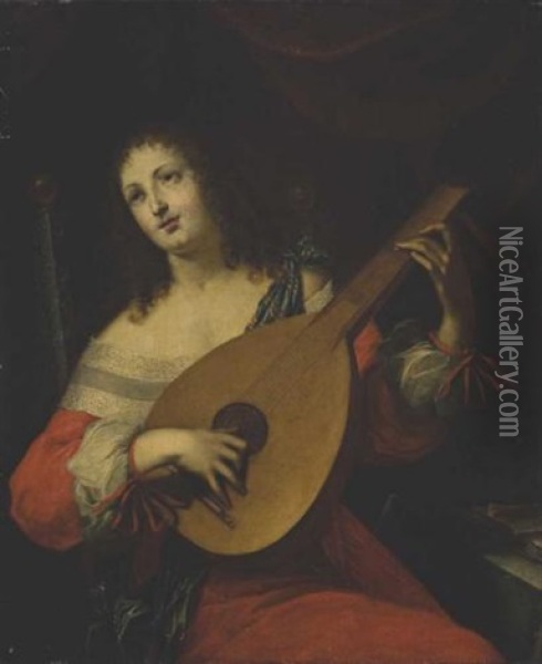 Lady With A Lute Oil Painting - Hieronymous (Den Danser) Janssens