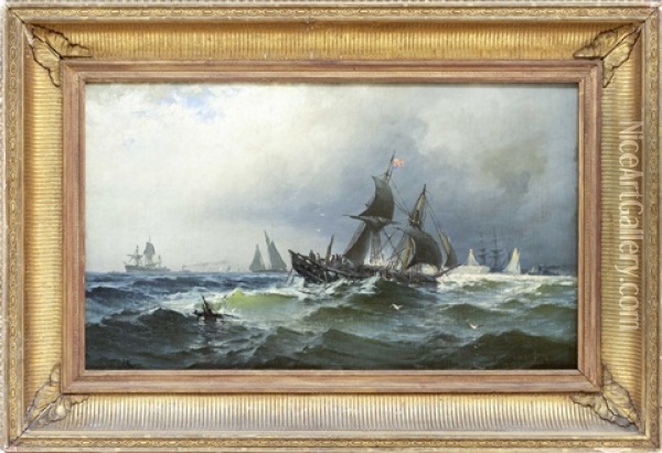 A Ship In Distress Oil Painting - Edward Moran