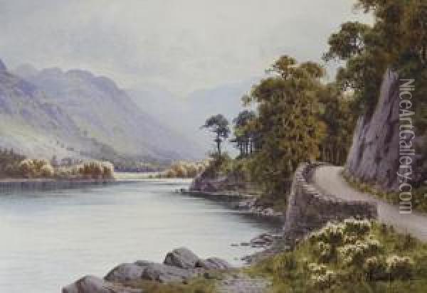 'ullswater From Stybarrow Crag' Oil Painting - Edward H. Thompson