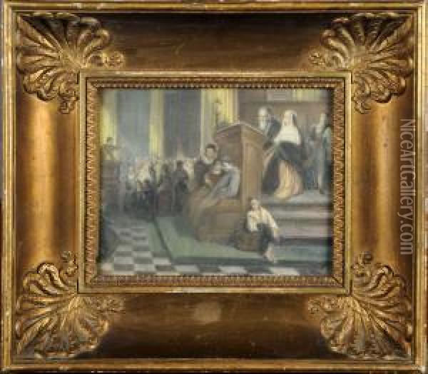Le Sermon Oil Painting - Henri Leys