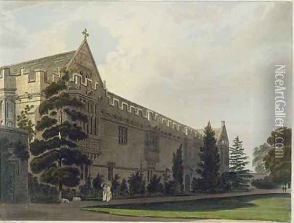 St Johns College seen from the garden Oil Painting - Frederick Mackenzie