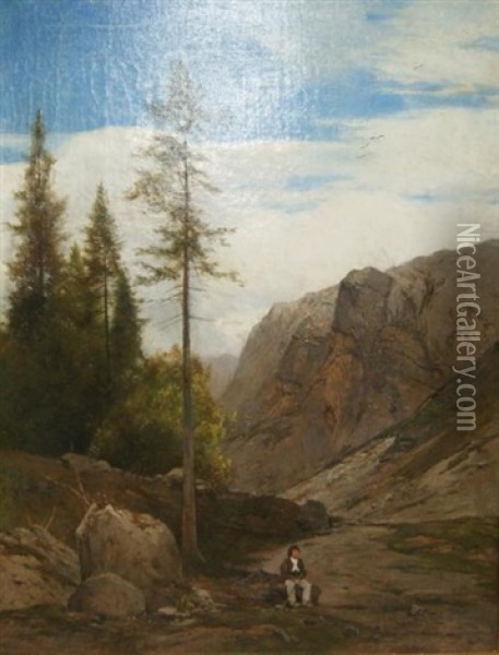 Berger Dans Un Paysage Oil Painting - Henryk Grabinski