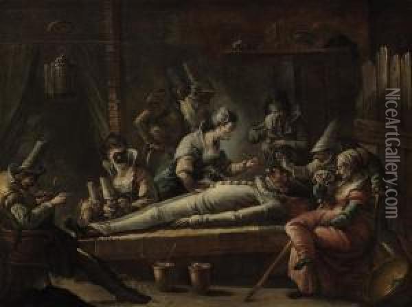 The Death Of Pulcinello Oil Painting - Francesco Zugno