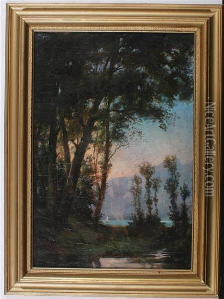 Lake Lucerne. Oil Painting - Auguste Henry Berthoud