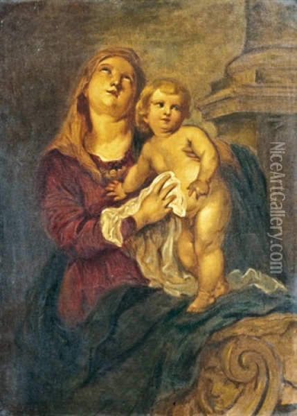 Maria A Gyermek Jezussal Oil Painting - Zoltan Veress