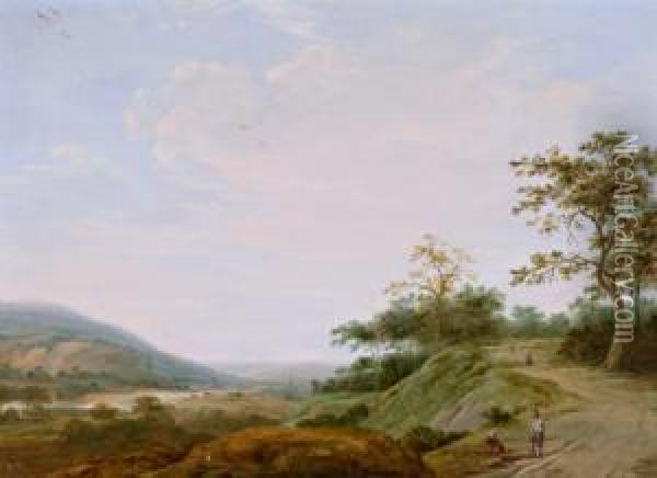 Paesaggio Fluviale Con Viandanti In Sosta Oil Painting - Gillis Egidius I Peeters