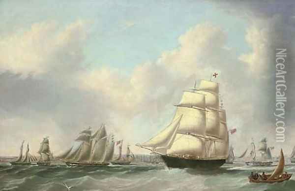 Ships of the fleet of George Brown and Harrison in the Mersey off Liverpool Oil Painting - Joseph Heard