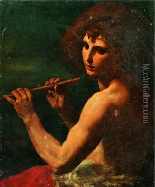 Le Jeune Flutiste Oil Painting - Simone Cantarini