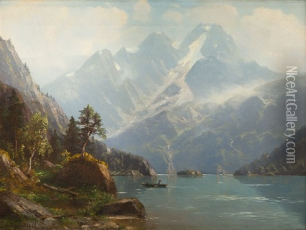 Landscape With A Lake Oil Painting - Karl Schultze