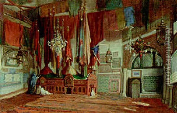 A Bazaar Interior, Algiers Oil Painting - Jean Raymond Hippolyte Lazerges