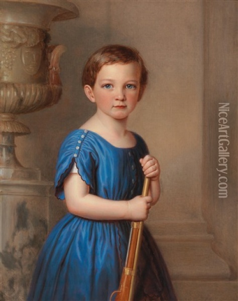 Portrait Of A Young Male Member Of The Clemens Bachofen Von Echt Family Oil Painting - Joseph Weidner