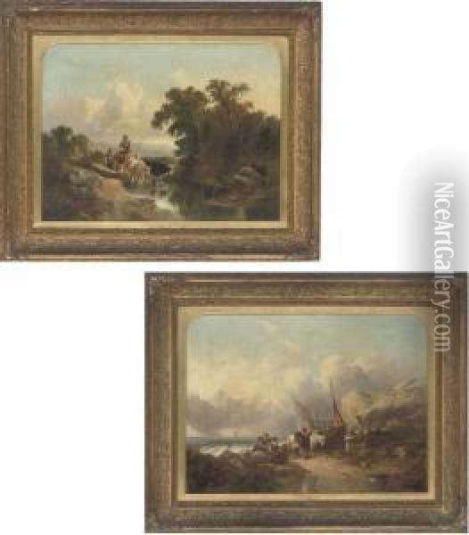 Near Abergwili, Caernarvon; And Near Caernarvon Oil Painting - George W. Horlor