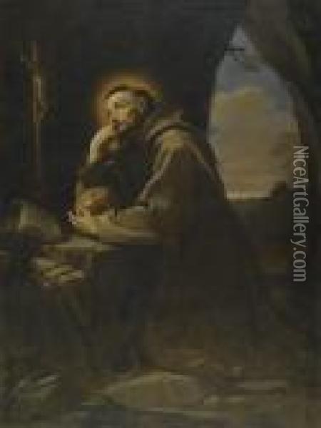 St Francis In Prayer Oil Painting - Guido Reni