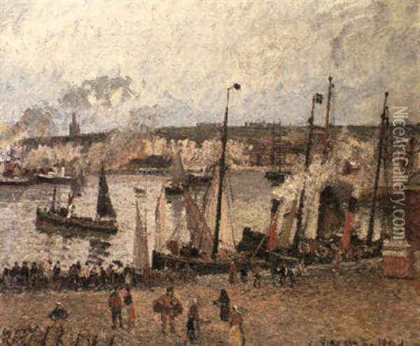 Matin, Effet De Pluie, Avant-port De Dieppe Oil Painting - Camille Pissarro